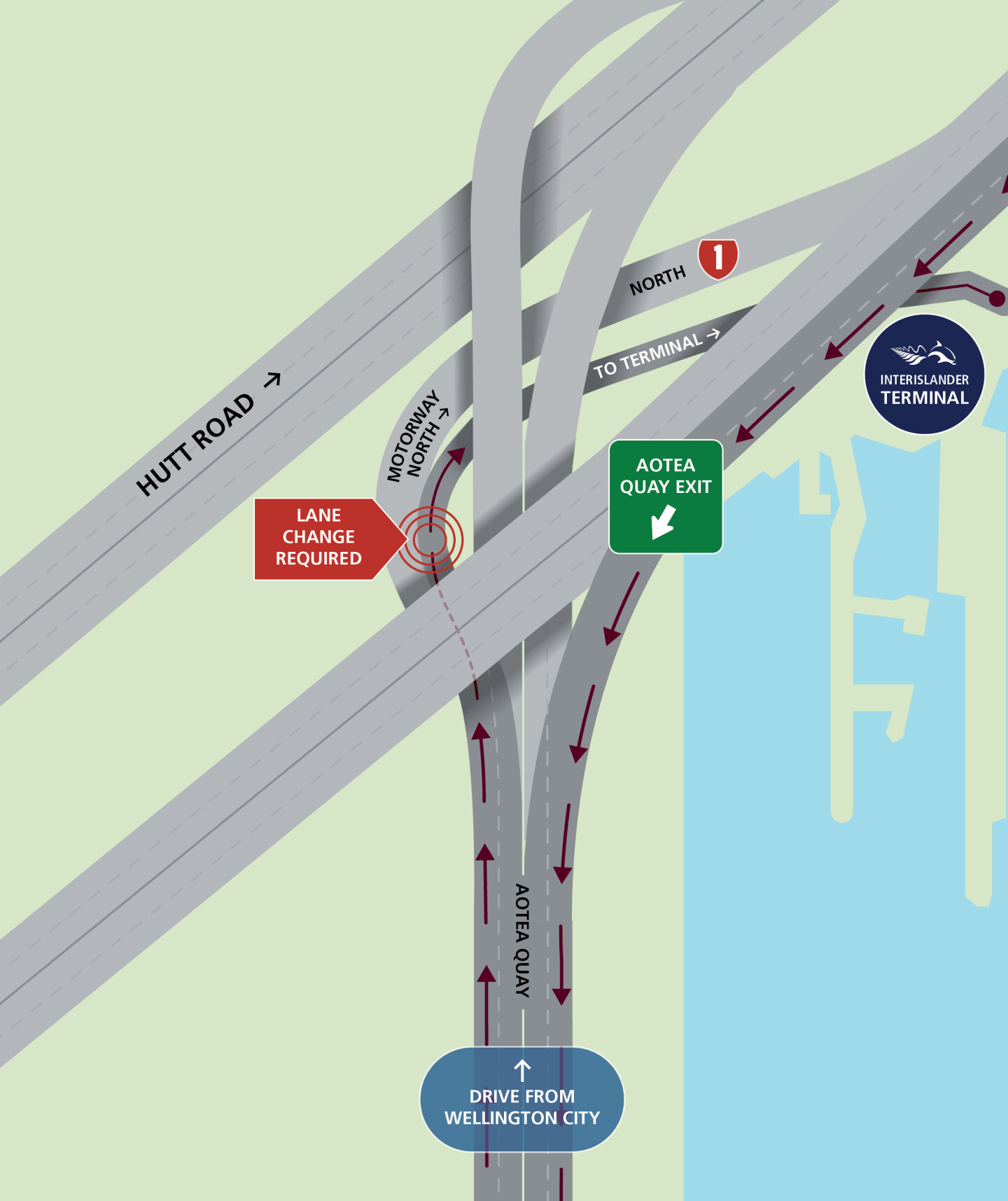 map showing driving directions to terminal